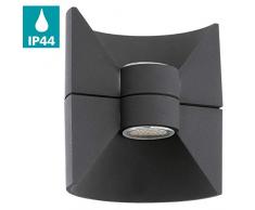 EGLO LED Außen-Wandlampe Redondo, 2 flammige Außenleuchte, Wandleuchte aus Aluguss, Farbe: Anthrazit, IP44