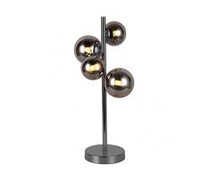 WOFI Tischleuchte, Kunststoff, 20 W, VILLA, Schwarz/Chrom