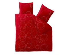 aqua-textil Trend Bettwäsche 200 x 200 cm 3teilig Baumwolle Bettbezug Chara Punkte Kreise Rot Weiß