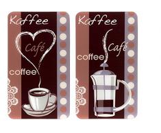 WENKO 2521492500 Herdabdeckplatte Universal Kaffeeduft, 2er Set, für alle Herdarten, Gehärtetes Glas, 30 x 1.8-5.5 x 52 cm, Mehrfarbig