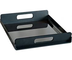 Alessi Vassily Tablett, rechteckig aus Edelstahl mit Griffen aus thermoplastischem Harz, schwarz