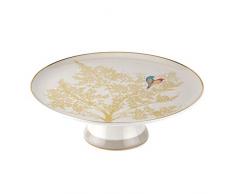 Portmeirion Home & Gifts SMCY78963-XG Tortenplatte mit Fuß, Hellgrau, Weiß/Gold