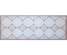 oKu-Tex Fußmatte | Schmutzfangmatte | Mosaik Muster Retro Design | Deco-Style | Türvorleger für innen | rutschfest | grau/hellblau | 45x120 cm