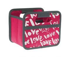 meori Faltbox Mini Berry Pink/Love 16,5x12,5x14cm abwischbar stabil Polyester Schreibtisch Badezimmer Flur Staubox Stifte Accessoires Aufbewahren
