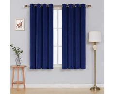 Deconovo velvet curtains for livingroom Samt Vorhänge Halbtransparent, Polyester, Dunkelblau, 138x117, 2