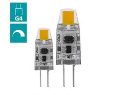 EGLO LED G4 dimmbar 2er-Set, LED Stiftsockellampe, 2 LED Lampen, je 1,2 Watt, 12V, (entspricht 11 Watt), 100 Lumen, G4 LED warmweiß, 2700 Kelvin, LED Leuchtmittel, LED Pin G4, Ø 1 cm