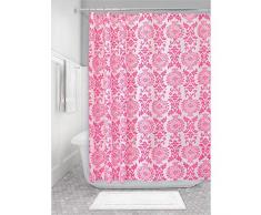 iDesign Damask Duschvorhang | hochwertiger Duschvorhang mit Ösen aus Metall| Designer Duschvorhang in der Größe 183,0 cm x 183,0 cm | Polyester pink