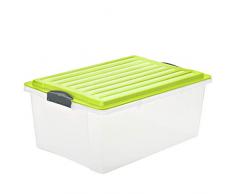 Rotho Compact Aufbewahrungsbox 38l, Kunststoff (PP), Lime Grün/Transparent, A3/38 l