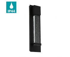 EGLO LED Außen-Wandlampe Villagrazia, 2 flammige Außenleuchte, Wandleuchte aus Alu und Glas, Glas: klar mit Lufteinschlüssen, L: 30 cm, IP44, schwarz