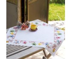 Vervaco Tischdecke Vogel & Vogelhäuschen Aida Decke mit Zählmuster, Baumwolle, Mehrfarbig, 80 x 80 x 0.3 cm