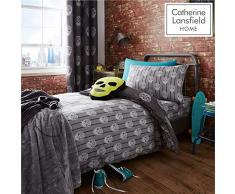 Catherine Lansfield Skulls, grau, grau, Doppelbett
