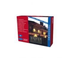 Konstsmide 2736-102 LED Eisregen Lichtervorhang mit 16 Zapfen / für Außen (IP44) / 24V Außentrafo / 48 warm weiße Dioden / weißes Kabel