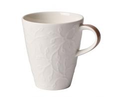 Villeroy & Boch Caffè Club Floral Touch of Hazel Kaffeebecher, 200 ml, Premium Porzellan, Weiß/Braun