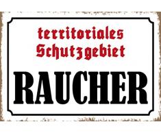 Schatzmix Spruch territitoriales Schutzgebiet Raucher Metallschild 20x30 Deko Blechschild, Blech, Mehrfarbig, 20x30 cm