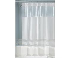 iDesign Stripes EVA/PEVA Duschvorhang aus EVA, wasserdichter Vorhang für Badewanne und Dusche in 183,0 cm x 183,0 cm, weiß/durchsichtig