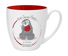 Gruss & Co 45520 Anti-Stress Tasse für den Schatz, 45 cl, Geschenk, New Bone China, Rot, 9.5 cm