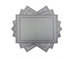 Bright Dream Platzdeckchen waschbar, leicht zu reinigen, PVC Tischset für Küche und Tisch, hitzebeständig, gewebtes Vinyl Silber