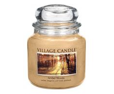 Village Candle Bernsteinholz Duftkerze im Glas, 454 g, beige, 9.7 x 9.5 cm