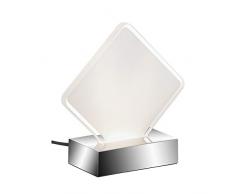 Briloner Leuchten Tischleuchte, Nachttischlampe mit Schnurschalter, LED-Platine viereckig-weiß mit transparentem Rand, 3 Watt, 230 Lumen, Kunststoff, 3 W, Chrom, 150x60x155mm (LxBxH)