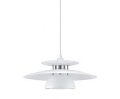 EGLO Pendellampe Brenda, 1 flammige Pendelleuchte, Ø: 32 cm, Farbe: Nickel matt, weiß, Fassung: E27, Material: Stahl