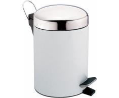 Sanwood 1007305 Treteimer, 3 liter weiÃ, Metall pulverbeschichtet, Deckel: Edelstahl verchromt, Kunststoffeinsatz