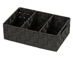 Wenko 20978100 Organizer Adria Schwarz - Aufbewahrungsbox, 3 Fächer mit Griff, Polypropylen, 32 x 10 x 21 cm, Schwarz