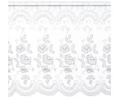 Plauener Spitze by Modespitze, Store Bistro Gardine Tüllgardine Florentiner mit Stangendurchzug, hochwertige Stickerei, Höhe 65 cm, Breite 148 cm, Weiß