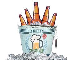 Out of the blue Metalleimer für Getränke + Flaschenöffner, Stahl, Mehrfarbig, 19 x 24 cm