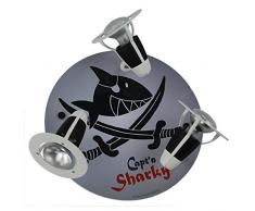 Elobra Kinderzimmerlampe Captn Sharky mit Säbeln, Deckenleuchte, Holz, schwarz, 130667