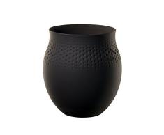 Villeroy & Boch Collier Noir Vase Perle No. 1, 16,5x16,5x17,5 cm, Premium Porzellan, Schwarz