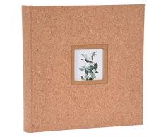 Henzo Cork 30x30cm MIT SICHTFENSTER für max. 100 Fotos 10x15cm Fotoalbum, Kork und Leinen, braun, 30 x 30 x 5.5 cm