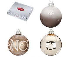 Inge-glas 41047H812-MO dekorierte Glaskugeln, 80 mm, 12 Stück/Box, Naturfarben, 3 verschiedene Dekore