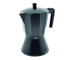 Jata Hogar Full Induction Espressokocher, Aluminium, schwarz, 16.2 x 13.7 x 22.3 cm