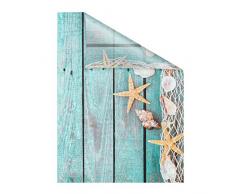 Lichtblick Fensterfolie 50 x 100 cm mit Motiv Bretter Beach - Petrol, Selbstklebender Sichtschutz ohne Bohren, blickdichtes Fensterdekor, für alle Glasflächen