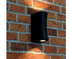 Geschwungene Wandleuchte außen Up Down Schwarz IP44 GU10 Aluminium Lampe Haus Garten Terrasse Balkon