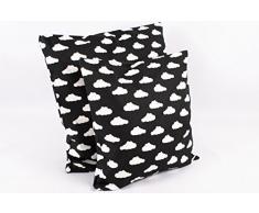 1buy3 Kissenbezug 2er-Pack! - Wolken schwarz 40cmx 40cm aus 100% Baumwolle mit Reißverschluss