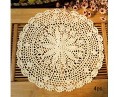 kilofly Crochet Baumwolle Lace Tischsets Deckchen, 4-teilig Beige 14 Zoll