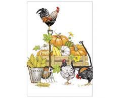 Mary Lake Thompson Herbst-Mehlsack Handtuch – Hühner, Kürbiswagen, Herbsternte