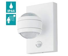 EGLO LED Außen-Wandlampe Sesimba 1, 2 flammige Außenleuchte inkl. Bewegungsmelder, Sensor-Wandleuchte aus Stahl und Kunststoff, Farbe: Weiß, IP44