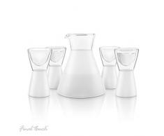 FINAL TOUCH All-in-One Sake Dekanter Shot Glas-Set doppelwandig für Kalt Warm – 5-Teilige Set enthält 1 saké Dekanter 300 ml und 4 Gläser 14,7 ml