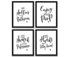 Badezimmer Zitate und Sprüche Art Prints | Set von vier Fotos 8 x 10 | gerahmt Tolles Geschenk für Badezimmer Decor