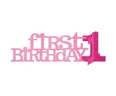 amscan Dekoration für den ersten Geburtstag, Aufsteller in Glitzer-Rosa