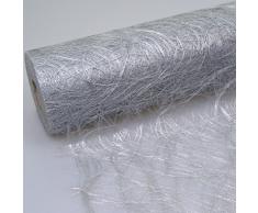 Sizoweb Tischband - 25 Meter Rolle + 100 Deko Herzen Gratis (20cm Breite, in Silber)