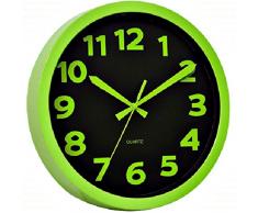 Technoline WT 7420 grün Moderne, auffällig schrille Wanduhr mit Kunststoffrahmen, Ø 25,5 cm, hell, Plastik, 25,5 x 4 x 25,5 cm