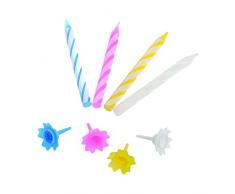 Westmark Geburtstags- und Partykerzen-Set, Kerzen und Halter, Kerzenlänge: 7 cm, 36-tlg., Wachs/Kunststoff, Bunt, 52092280