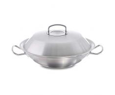 Fissler original-profi collection / Edelstahl-Wok (Ø 30 cm) große Wok-Pfanne unbeschichtet, Asiapfanne mit Metall-Deckel, alle Herdarten - auch Induktion