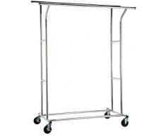 AmazonBasics - Kleiderständer mit 2 Kleiderstangen, Chrom