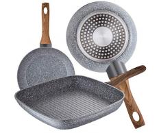 San Ignacio PK1819 Set 2 Ø18 und Ø20 + Grillpfanne 28 x 28 cm, geschmiedetes Aluminium, induktionsgeeignet