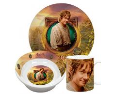 Hobbit 33347-3-teilig Set aus Keramik: 2 Teller und 1 Tasse, Geschenkpackung