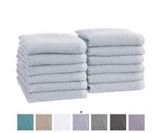 Great Bay Home Badetücher, 100% Baumwolle, sehr saugfähig, Popcorn 6 Elegante einfarbige Farben. Popcorn Weave. Akazien-Kollektion, Baumwolle, Sterling Blue, Washcloths (12-Pack)